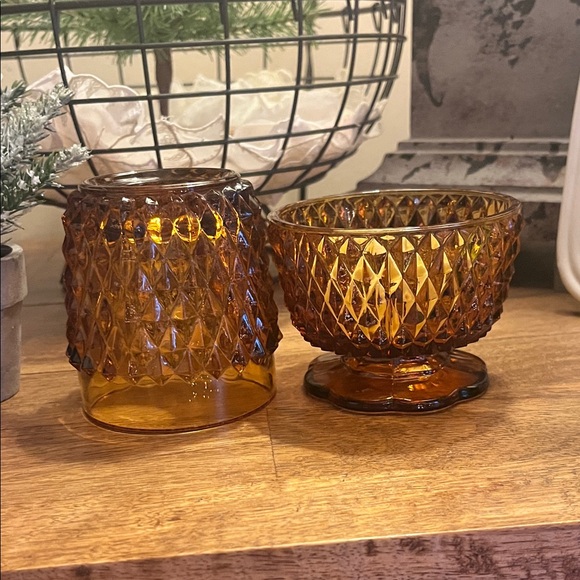 Amber Diamond Pattern Fairy Lamp - Picture 2 of 4